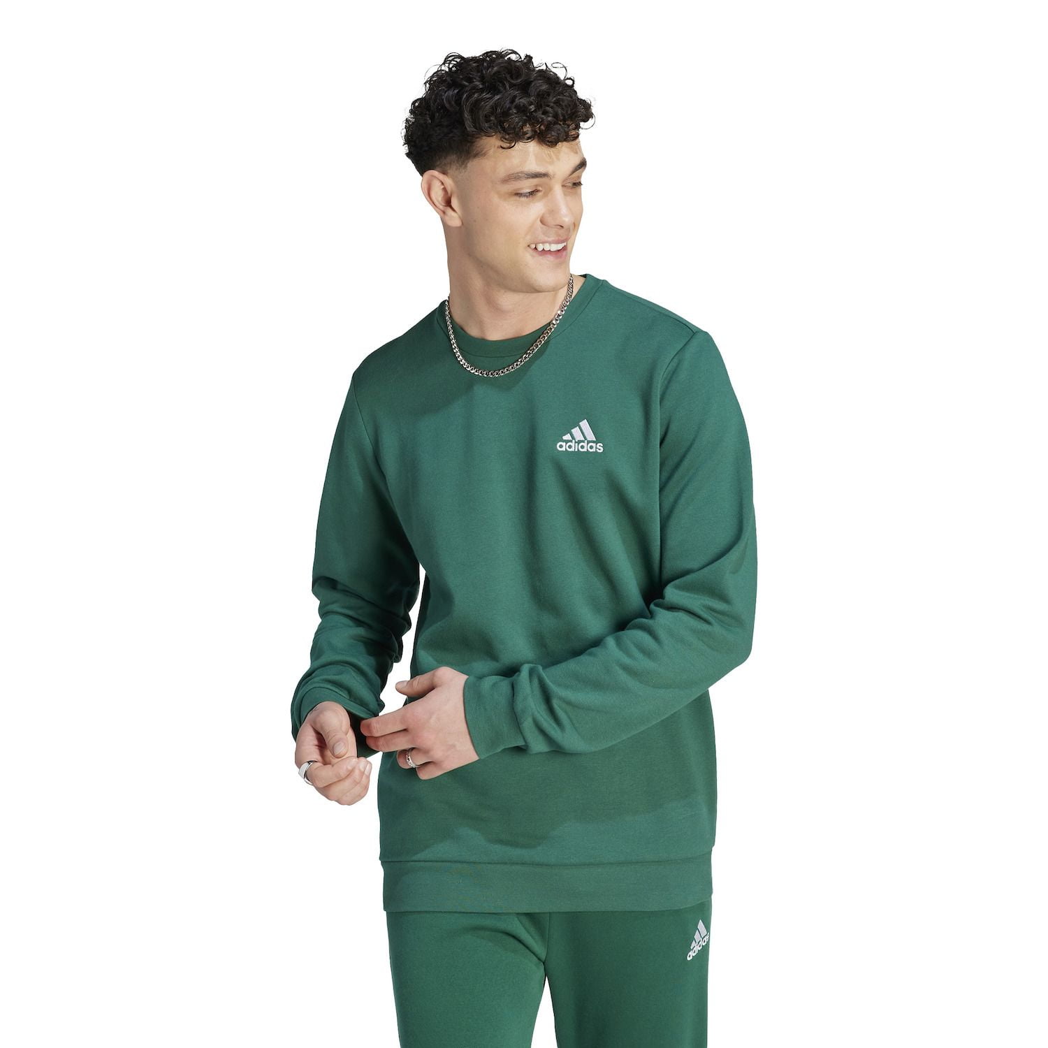 adidas Men's Essentials Fleece Sweatshirt, Collegiate Green, Large