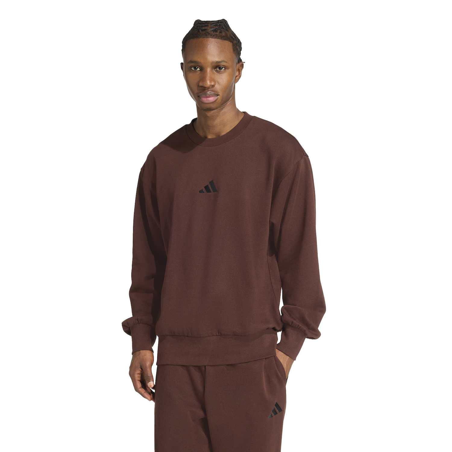 Men's adidas Feel Cozy Fleece Sweatshirt Color: Dark Brown Size: L