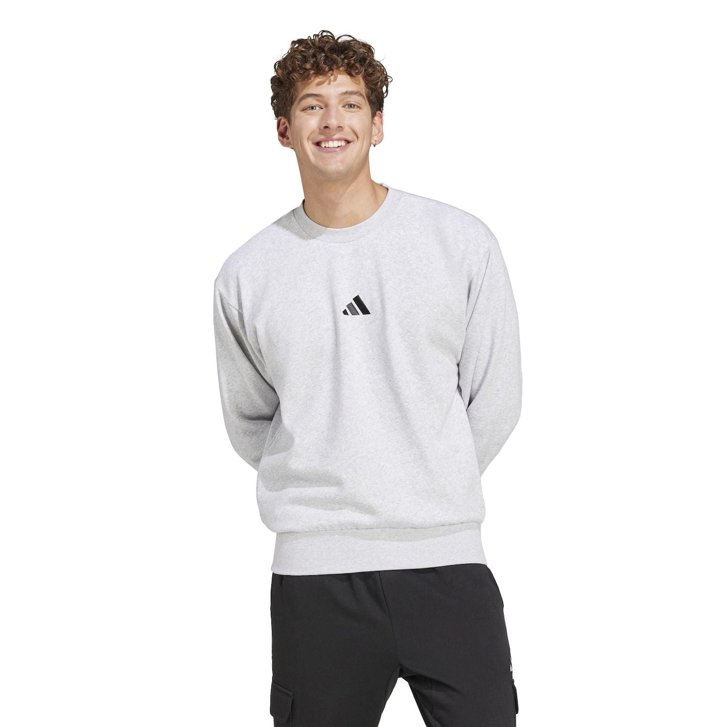 Men's adidas Feel Cozy Fleece Sweatshirt Color: Preloved Crimson