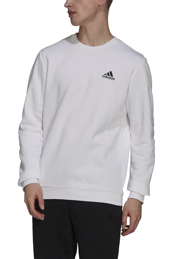 Men's adidas Feel Cozy Fleece Sweatshirt Color: White Black Size: XXL