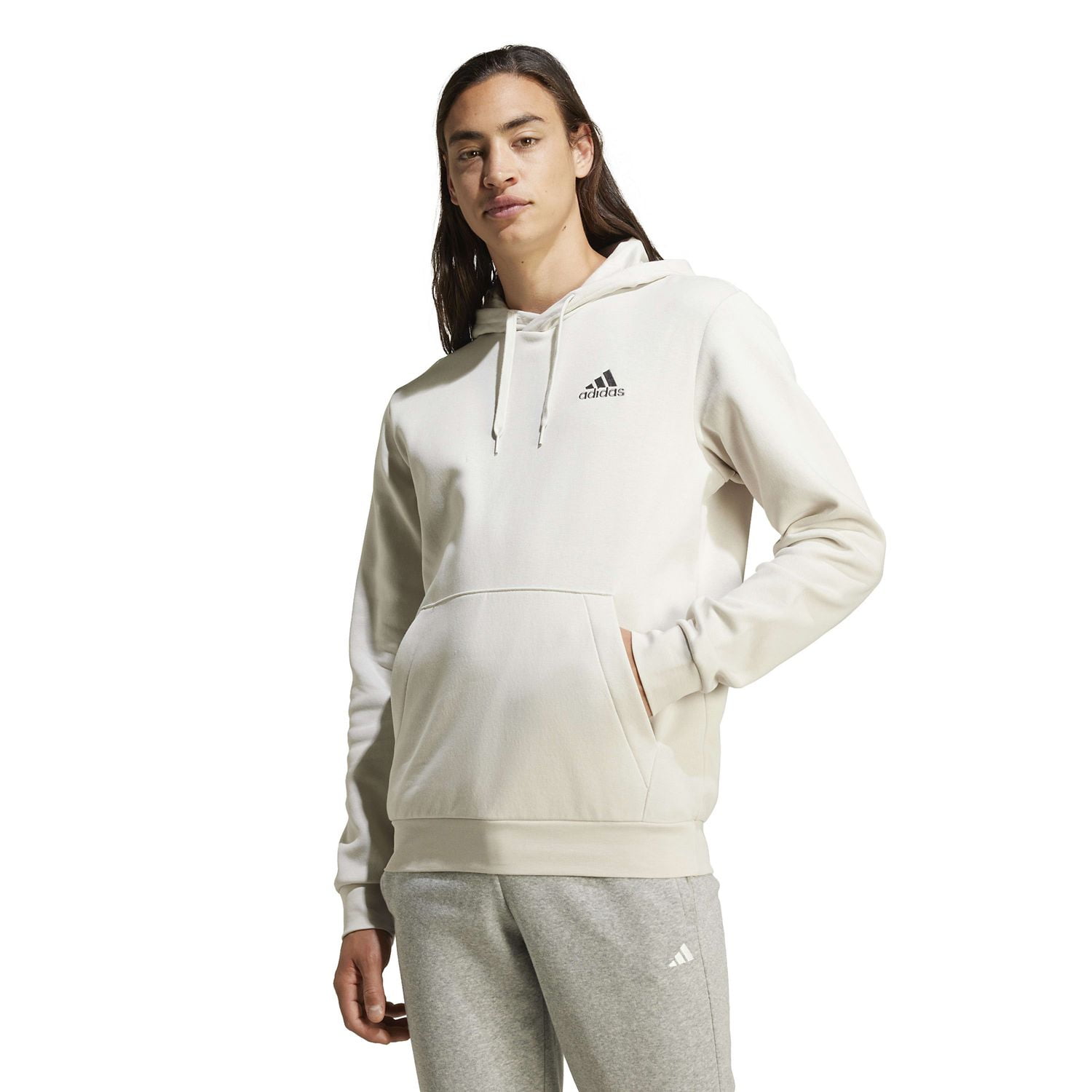 Men's adidas Feel Cozy Pullover Fleece Hoodie Color: Alumina Size: M