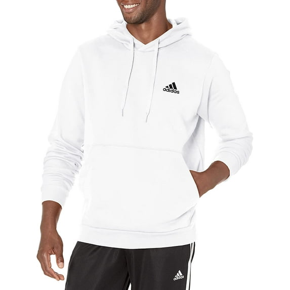 Men's adidas Feel Cozy Pullover Fleece Hoodie Color: White Black Size: XXL