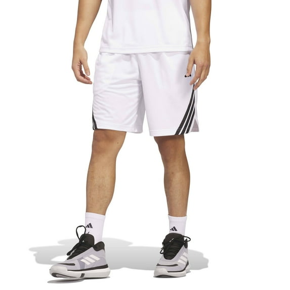 Men's adidas Legends 3-Stripes Basketball Shorts Color: White Black Size: M 9 INCH