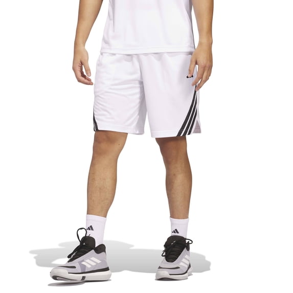 Men's adidas Legends 3-Stripes Basketball Shorts Color: White Black Size: XL 9 INCH