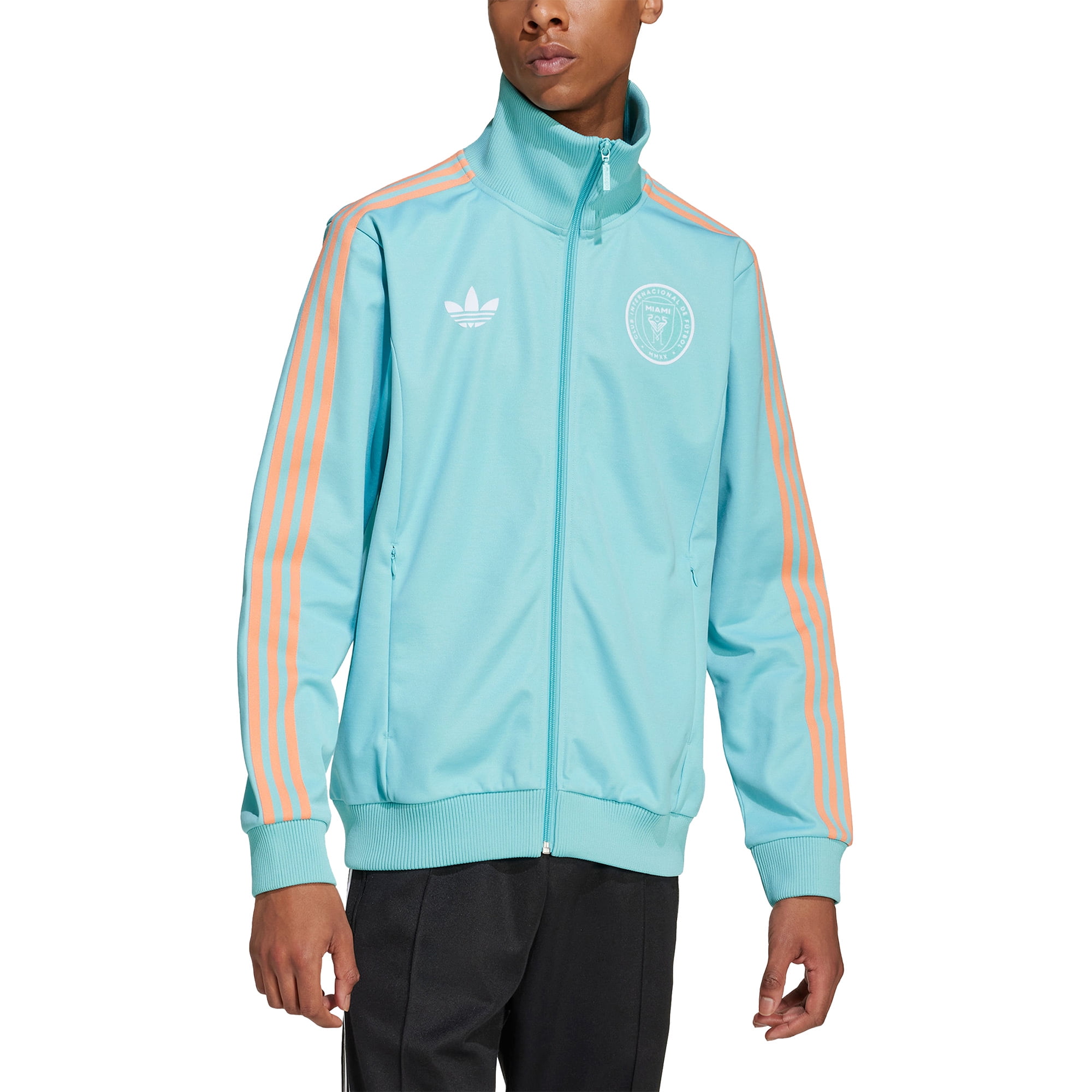 Men's adidas Originals Aqua Inter Miami CF 2024 Anthem Full-Zip