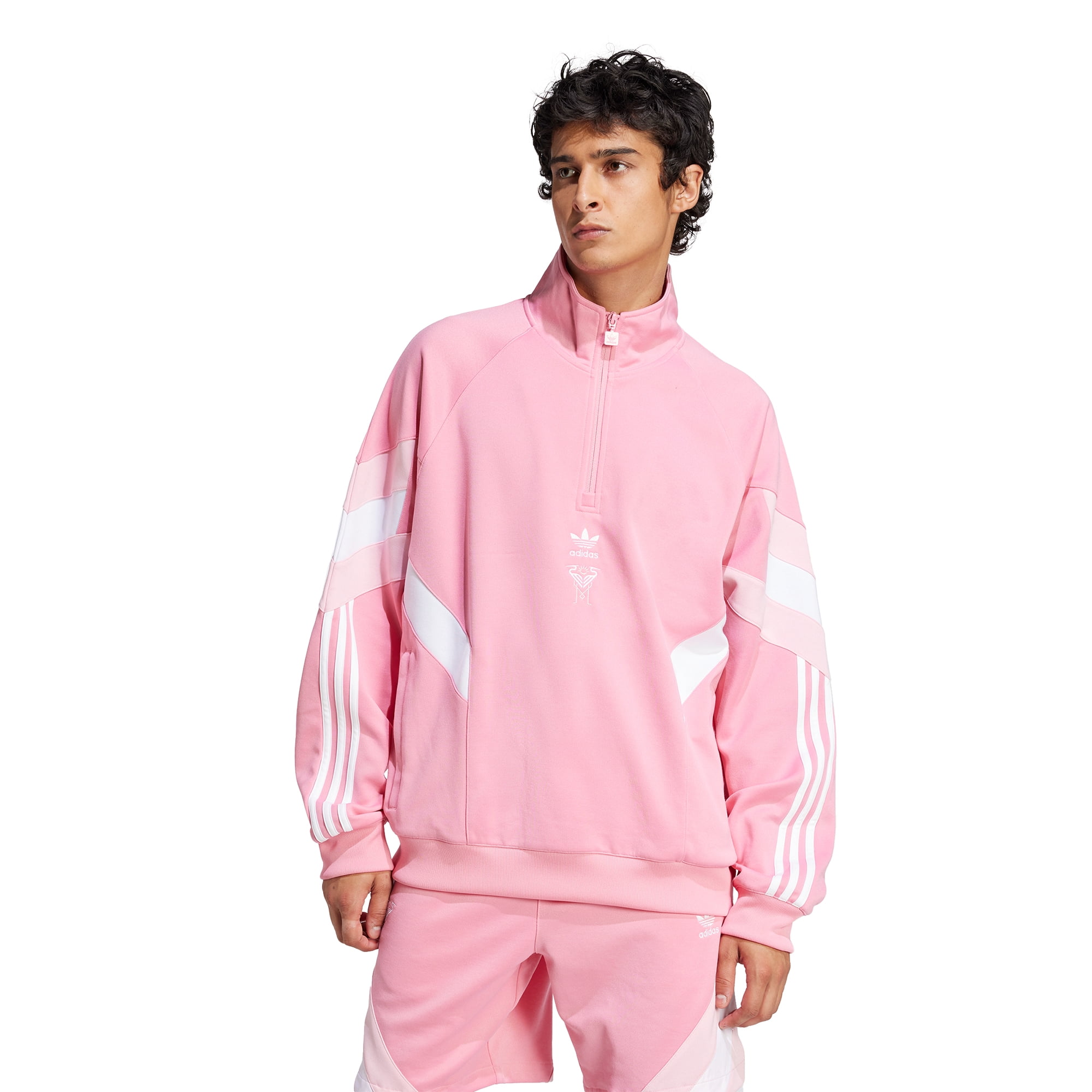Pink Adidas Tracksuit Men Full-Zip Hooded Track Jacket