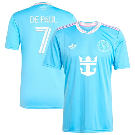 Men's adidas Originals Rodrigo De Paul Blue Inter Miami CF 2025 Third Replica Player Jersey