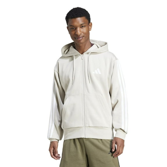 Men's adidas Sportswear Essentials Fleece 3-Stripes Full-Zip Hoodie Color: Grey Size: XL
