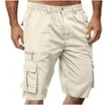 thumbnail image 1 of Men's and Big Men's Cargo Shorts George Multi-Pocket Zipper Elastic Waist Cargo Short, Beige,XXXL, 1 of 5