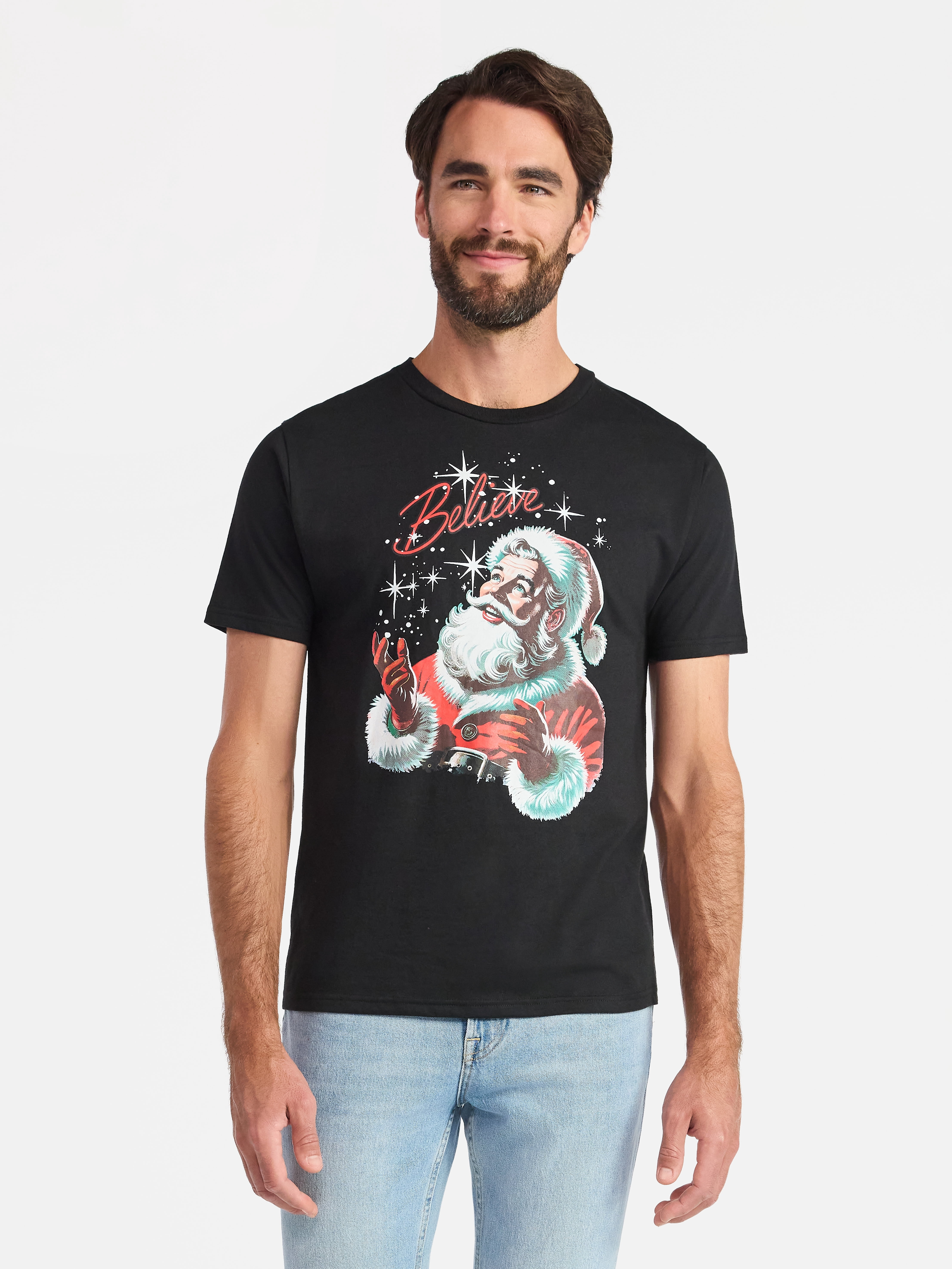 Christmas Men's and Big Men's Believe Graphic Tee from Holiday Time, Sizes XS-3XL