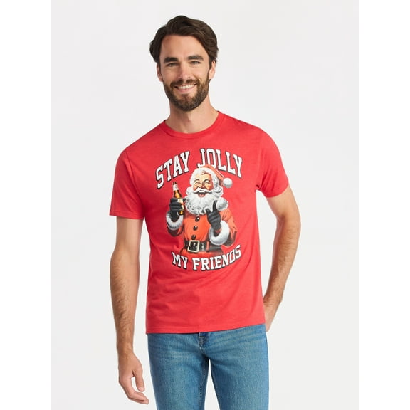 Christmas Men's and Big Men's Stay Jolly Graphic Tee from Holiday Time, Sizes XS-3XL