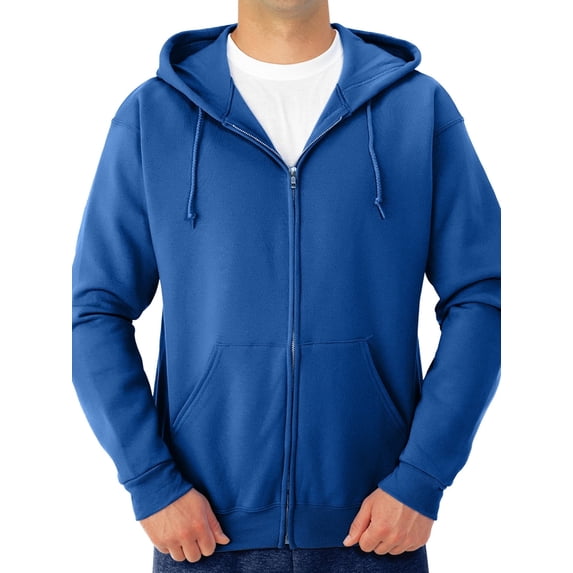Men's and Big Men's Fleece Full Zip Hooded Jacket, Up to Size 3XL
