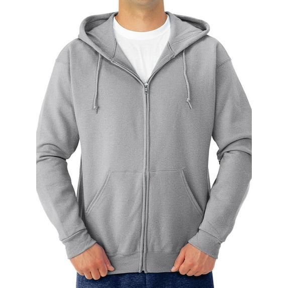 Men's and Big Men's Fleece Full Zip Hooded Jacket, Up to Size 3XL