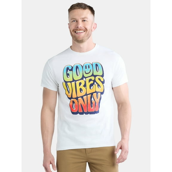 Men's and Big Men's Good Vibes Only Cotton Graphic Tee, Size S-3XL