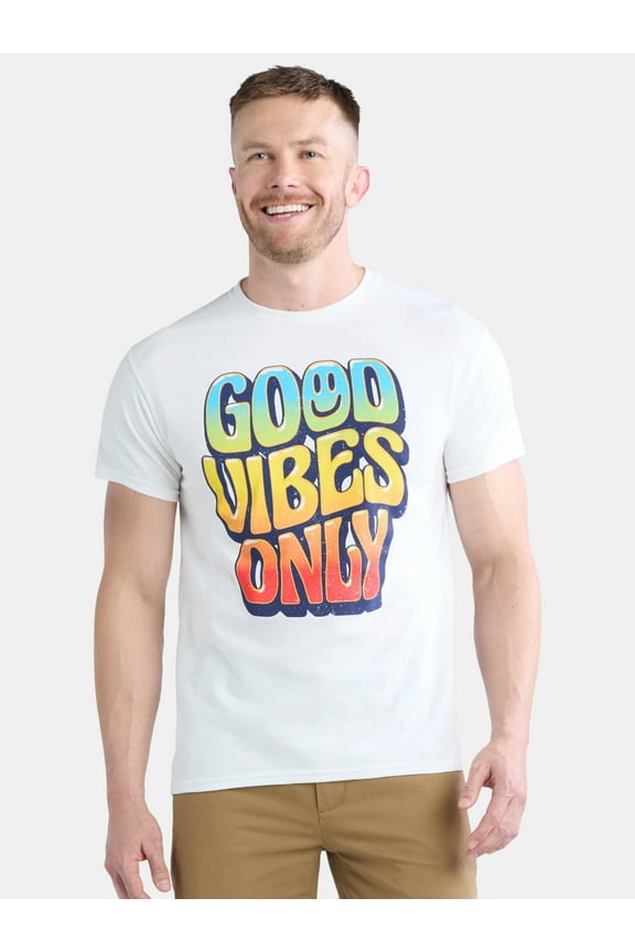 Men's and Big Men's Good Vibes Only Cotton Graphic Tee, Size S-3XL