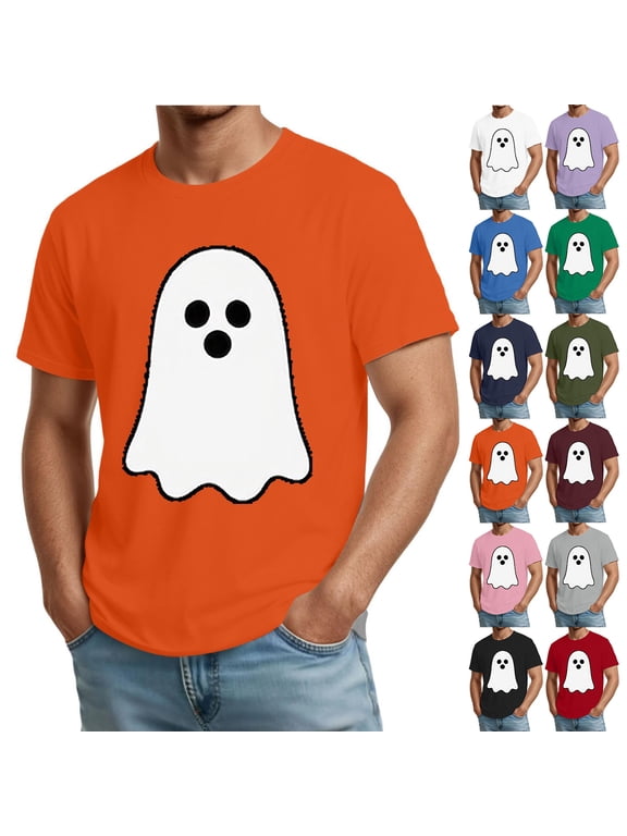 Men's and Big Men's Halloween Shirt Funny Spooky Ghost Graphic Tees Holiday Halloween Costumes