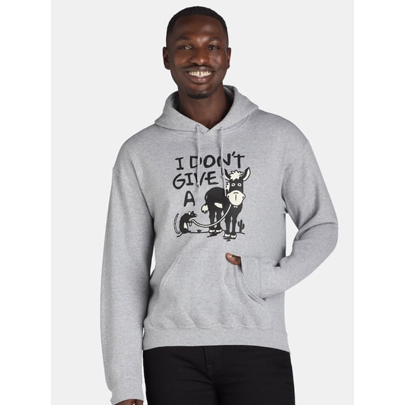 Men's and Big Men's I Don't Give a Rat Graphic Print Hoodie, S-3XL