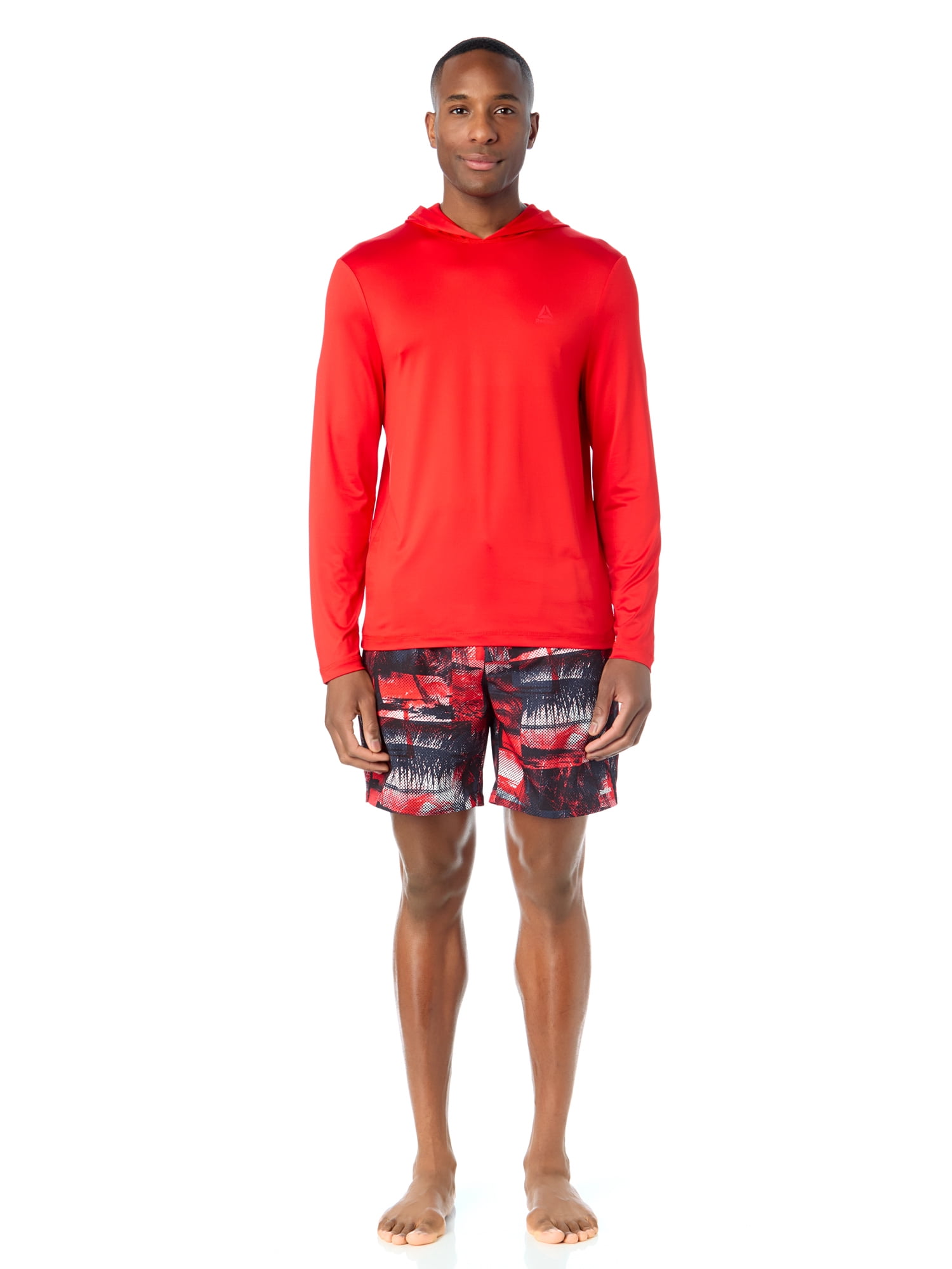 Men's and Big Men's Reebok Long Sleeve Hooded Rashguard, Sizes S-3XL