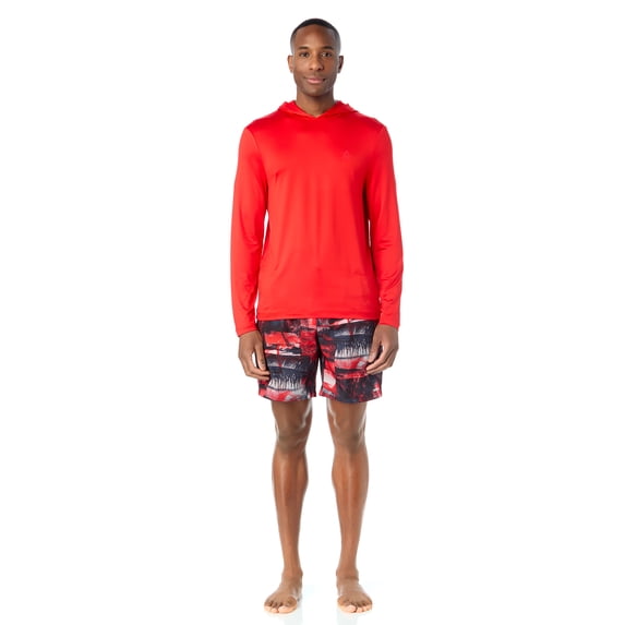 Men's and Big Men's Reebok Long Sleeve Hooded Rashguard, Sizes S-3XL
