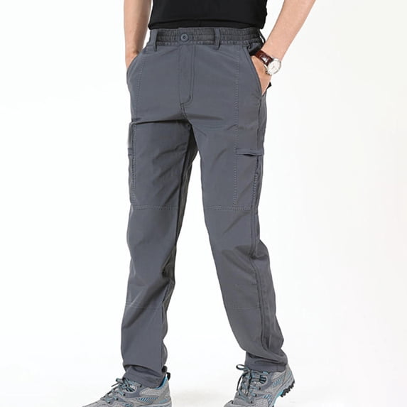 Men's and Big Men's Relaxed Fit Stretch Straight Leg Zip Multi Pocket Cargo Work Pants