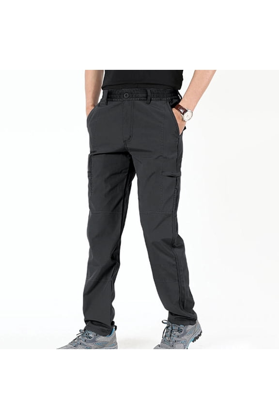 Men's and Big Men's Relaxed Fit Stretch Straight Leg Zip Multi Pocket Cargo Work Pants
