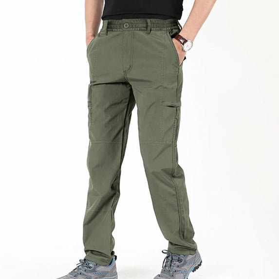 Men's and Big Men's Relaxed Fit Stretch Straight Leg Zip Multi Pocket Cargo Work Pants