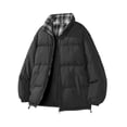 thumbnail image 1 of Men's and Big Men's Winter Jackets Fall Winter Warm Down Jacket Plaid Stand Collar Thermal Padded Coats Navy 3XL, 1 of 7