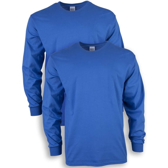 Men's and Men's Big Ultra Cotton Long Sleeve T-Shirt, 2-Pack, up to size 5XL