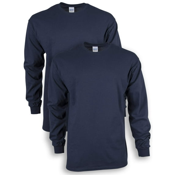 Men's and Men's Big Ultra Cotton Long Sleeve T-Shirt, 2-Pack, up to size 5XL