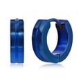 thumbnail image 1 of Men’s and Unisex Polished 13mm Lined Huggie Hoop Earrings |Blue IP Plated Sterling Silver Earrings | Jewelry for Men and Women, 1 of 6