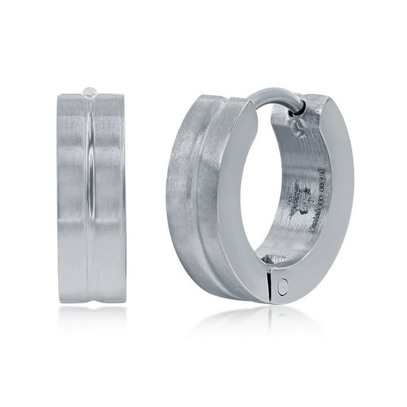 Men’s and Unisex Polished 13mm Lined Huggie Hoop Earrings |Silver Sterling Silver Earrings | Jewelry for Men and Women