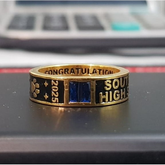 Men's and Women's 925 Sterling Silver CZ GemStone Custom High School Class Ring for College & University Students, Graduation Band