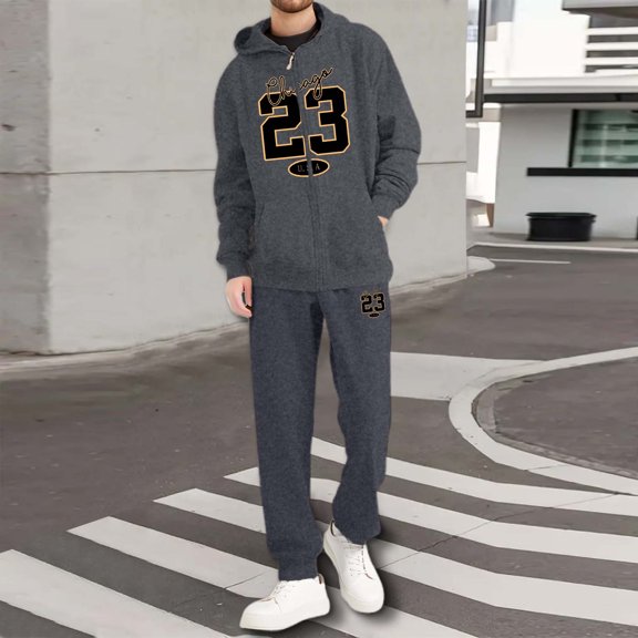 Men's and Women's Autumn and Winter Fashion Casual Letter Printed Sports Long Sleeved Hoodie Set