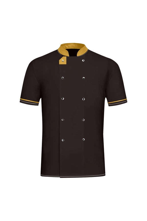 Men's and Women's Chef Jacket, Short Sleeve Cotton Professional Kitchen Uniform for Restaurant Hotel Cafe Chefs Comfortable Coat,Coffee XL