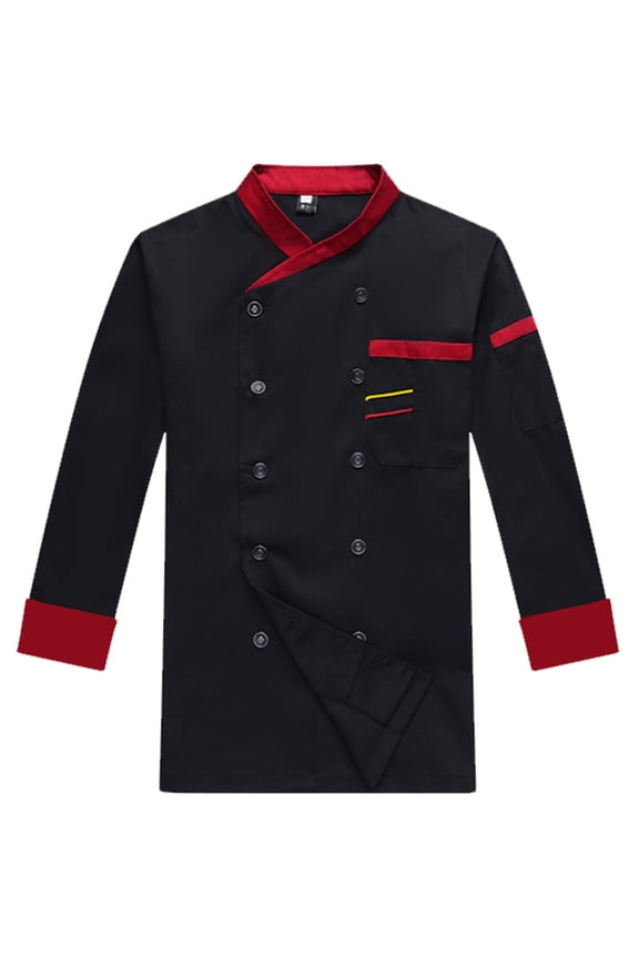 Men's and Women's Chef Uniform, Long Sleeve Professional Kitchen Work Jacket for Restaurant Catering Staff Back Kitchen Top,Black L