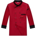thumbnail image 1 of Men's and Women's Chef Uniform, Long Sleeve Professional Kitchen Work Jacket for Restaurant Catering Staff Back Kitchen Top,Red 2XL, 1 of 3