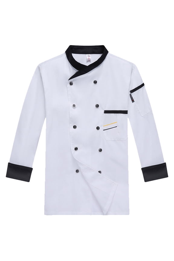 Men's and Women's Chef Uniform, Long Sleeve Professional Kitchen Work Jacket for Restaurant Catering Staff Back Kitchen Top,White L