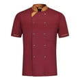 thumbnail image 1 of Men's and Women's Cotton Chef Jacket, Short Sleeve Kitchen Uniform for Restaurant Hotel Cafe Chefs Durable Coat Comfort Fit,Wine 2XL, 1 of 3