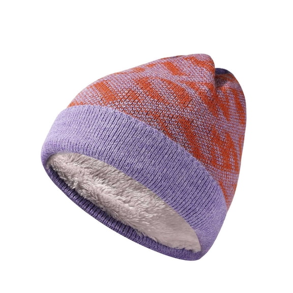 Men’s and Women’s Cotton Slouchy Knit Beanie Warm Soft Stretch Winter Hat Plush Fur Lined Thick Outdoor Cap for Running Biking and Skiing