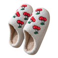 thumbnail image 1 of Men's and Women's Embroidered Fruit Warm Cotton Slippers for Couples Home Indoor House Shoes, Pink, 42, 1 of 4