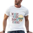 thumbnail image 1 of Men's and Women's Graphic T - Shirt with "Wash Your Damn Hands" Skull Print for Adults, Short - Sleeved Tee, 1 of 10