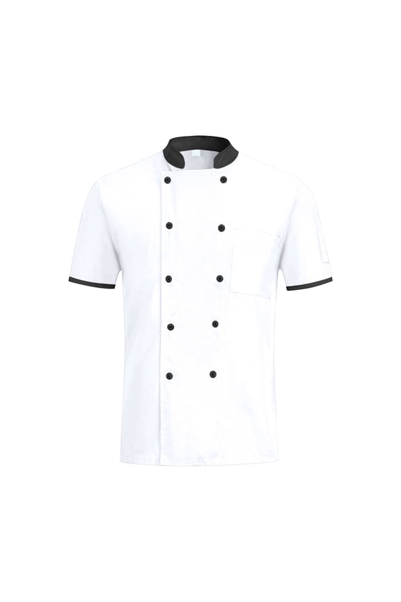 Men's and Women's Lightweight Chef Coat, Summer Short Sleeve Thin Kitchen Uniform for Restaurant Bakery Hotel Catering Service,White M
