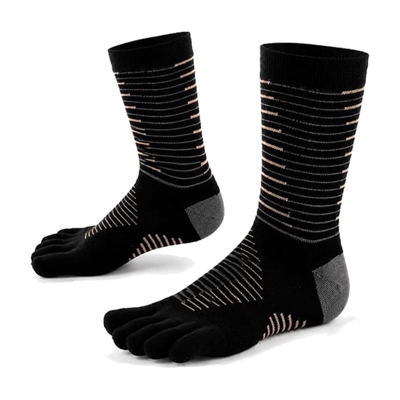 Men's and Women's Mid-Cut Running Toe Socks - Coolmax Material, Quick-Dry Toe Socks, Suitable for Trail Running, Marathon, Hiking (3 Pairs)