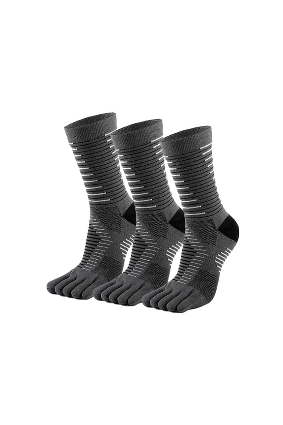 Men's and Women's Mid-Cut Running Toe Socks - Coolmax Material, Quick-Dry Toe Socks, Suitable for Trail Running, Marathon, Hiking (3 Pairs)