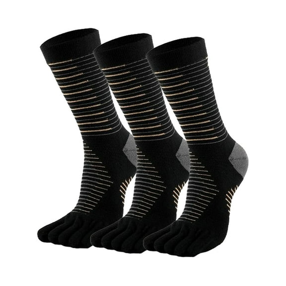 Men's and Women's Mid-Cut Running Toe Socks - Coolmax Material, Quick-Dry Toe Socks, Suitable for Trail Running, Marathon, Hiking (3 Pairs)