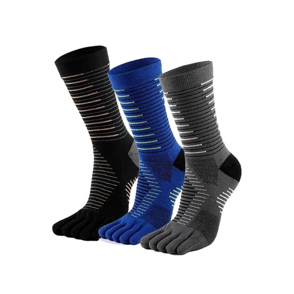 Men's and Women's Mid-Cut Running Toe Socks - Coolmax Material, Quick-Dry Toe Socks, Suitable for Trail Running, Marathon, Hiking (3 Pairs)