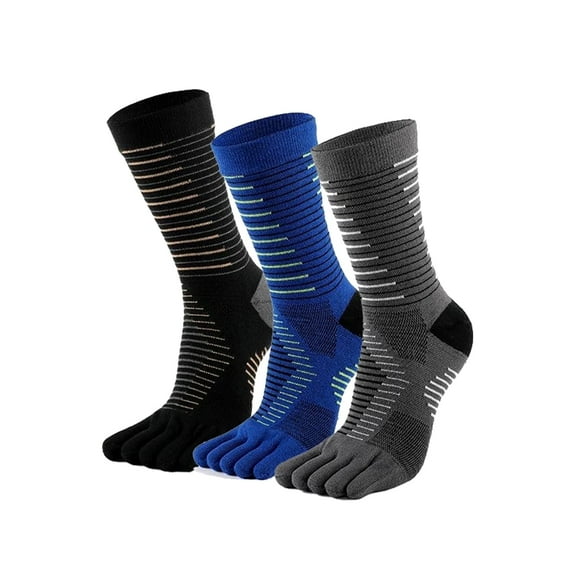 Men's and Women's Mid-Cut Running Toe Socks - Coolmax Material, Quick-Dry Toe Socks, Suitable for Trail Running, Marathon, Hiking (3 Pairs)