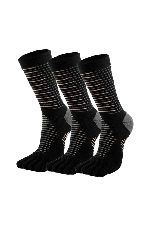 Men's and Women's Mid-Cut Running Toe Socks - Coolmax Material, Quick-Dry Toe Socks, Suitable for Trail Running, Marathon, Hiking (3 Pairs)