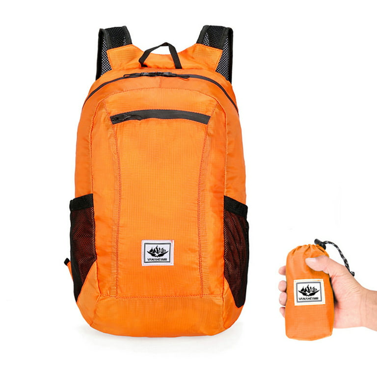 Men's and Women's Outdoor Foldable Ultra-light Backpack, 20L Waterproof,  Used for Camping, Traveling, Hiking, Fishing and Cycling(Orange)