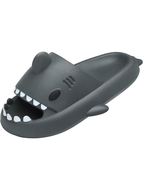 Men's and Women's Shark Slides Cloud Slippers Summer Novelty Open Toe Slide Sandals Anti-Slip Beach Pool Shower Shoes with Cushioned Thick Sole